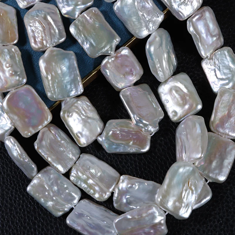 High-Luster Thick Square-Shaped Freshwater Baroque Pearl Strand