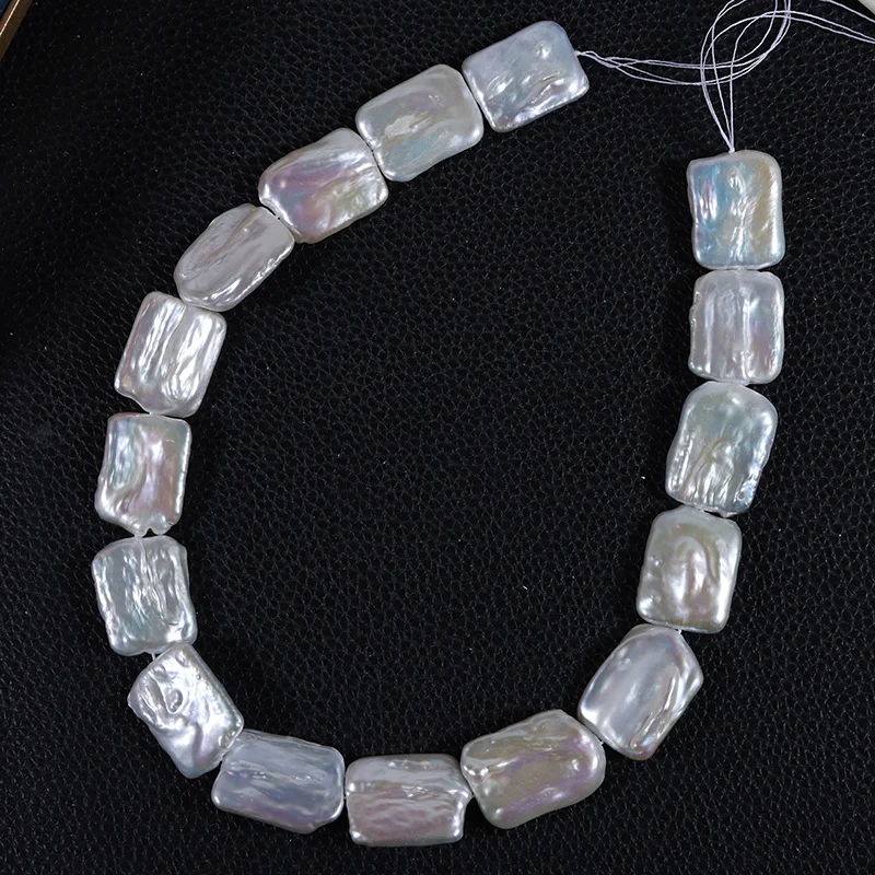 High-Luster Thick Square-Shaped Freshwater Baroque Pearl Strand