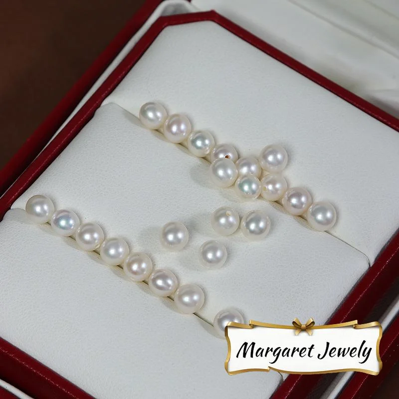 5-6 mm Half-Drilled Strong-Luster Near-Round Freshwater Loose Pearls