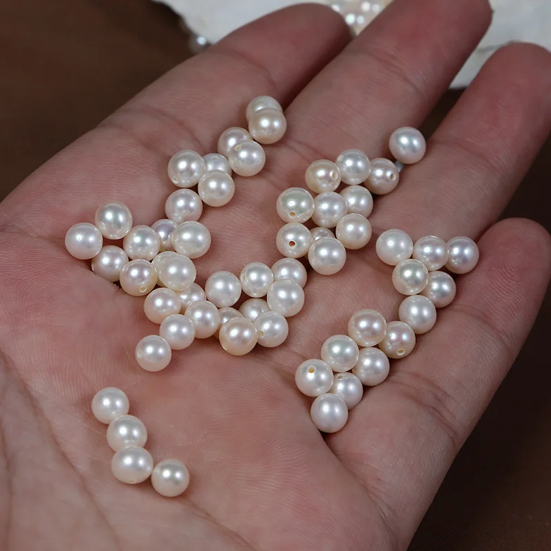 5-6 mm Half-Drilled Strong-Luster Near-Round Freshwater Loose Pearls