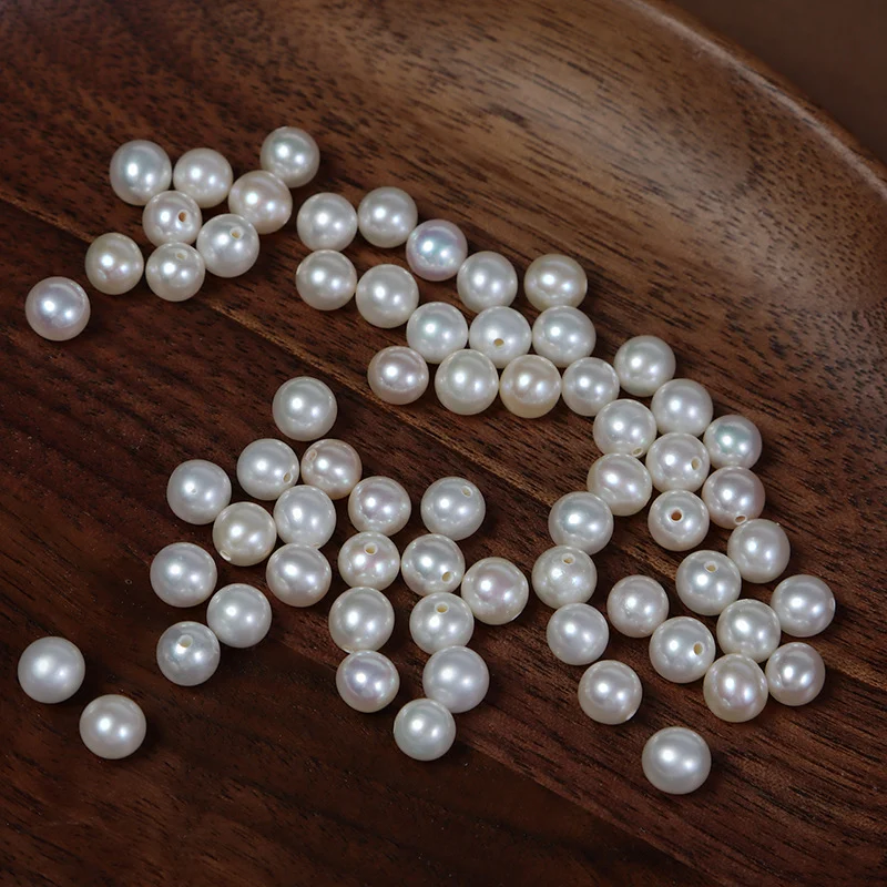 5-6 mm Half-Drilled Strong-Luster Near-Round Freshwater Loose Pearls