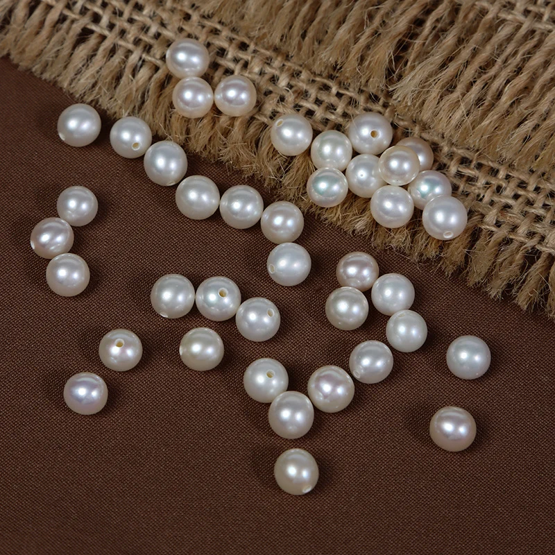 5-6 mm Half-Drilled Strong-Luster Near-Round Freshwater Loose Pearls