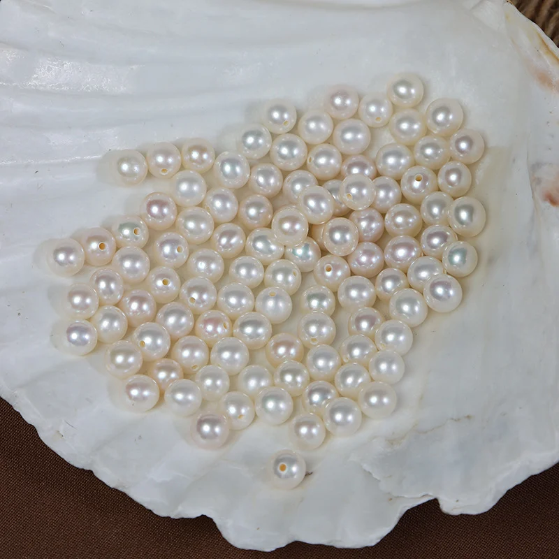 5-6 mm Half-Drilled Strong-Luster Near-Round Freshwater Loose Pearls
