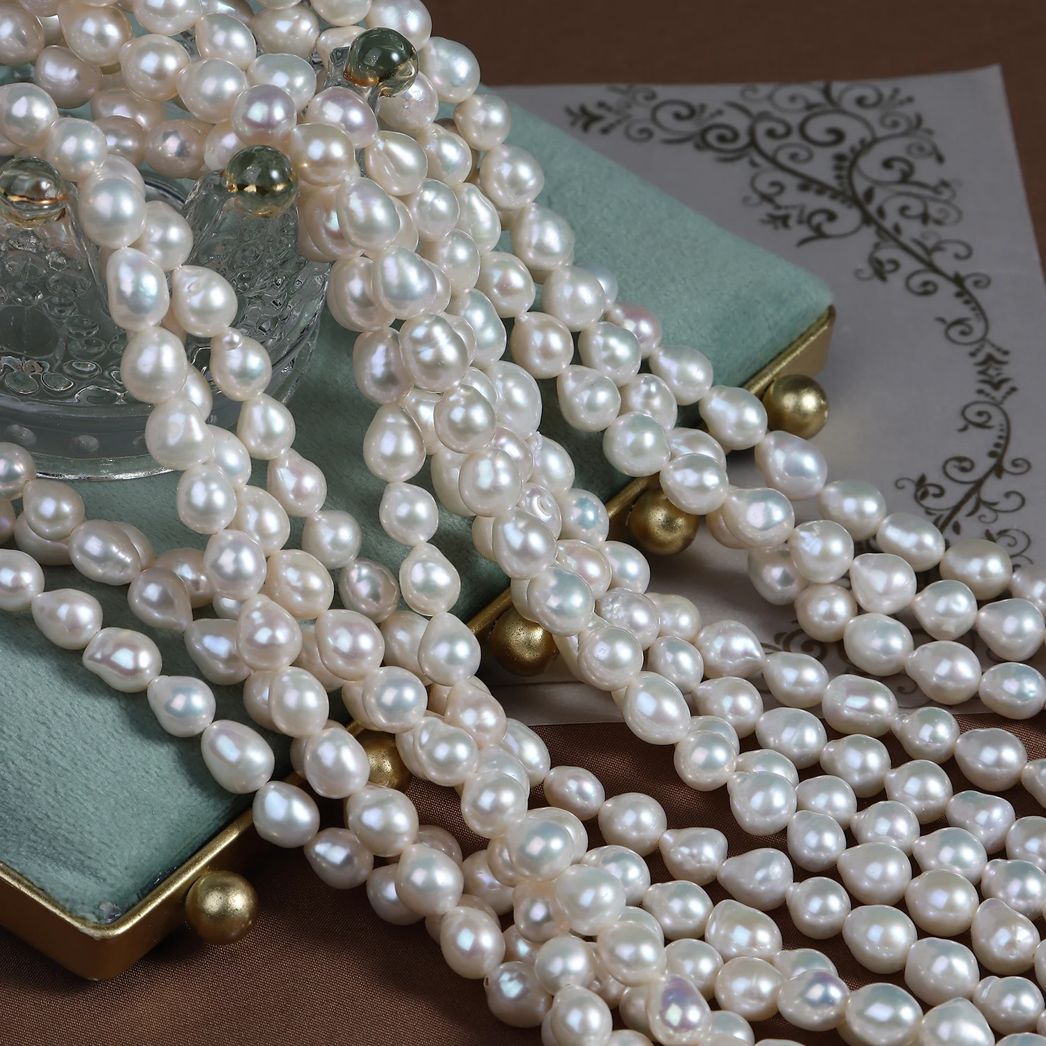 High-Luster Lightly Blemished Organic Freshwater Baroque Pearl Strand