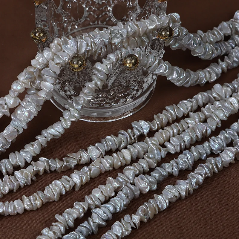 Textured Organic Stacked-Drilled Freshwater Keshi Baroque Pearl Strand