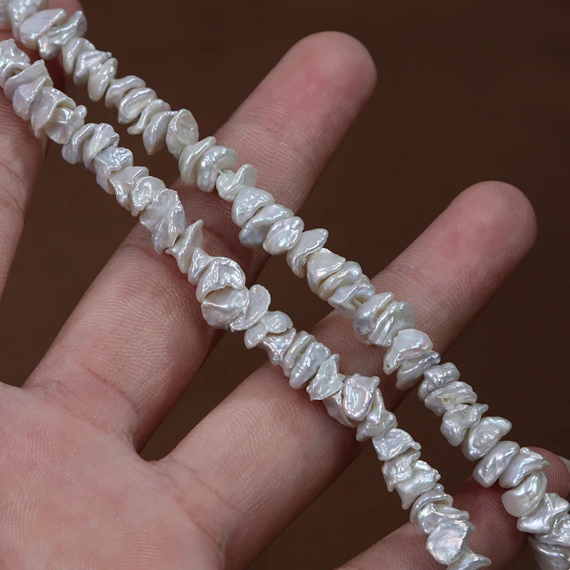 Textured Organic Stacked-Drilled Freshwater Keshi Baroque Pearl Strand