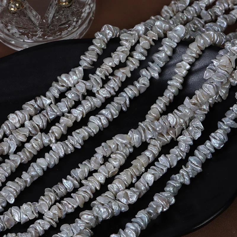 Textured Organic Stacked-Drilled Freshwater Keshi Baroque Pearl Strand