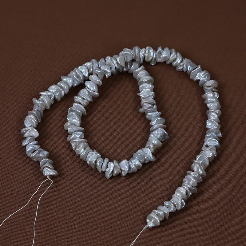 Textured Organic Stacked-Drilled Freshwater Keshi Baroque Pearl Strand