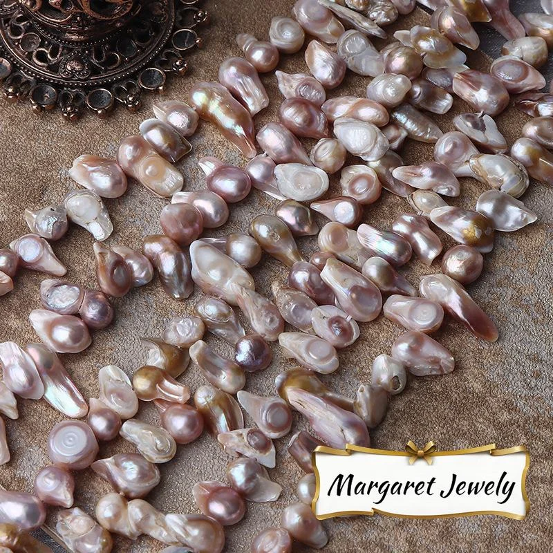 Shell-Contact Textured Organic Freshwater Baroque Pearl Strand