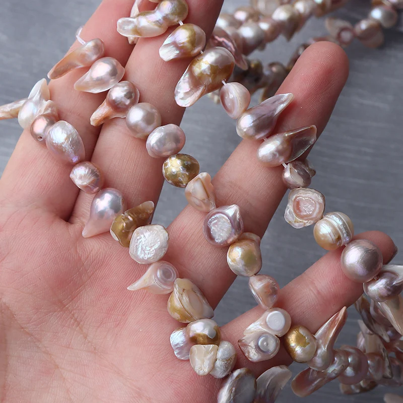 Shell-Contact Textured Organic Freshwater Baroque Pearl Strand