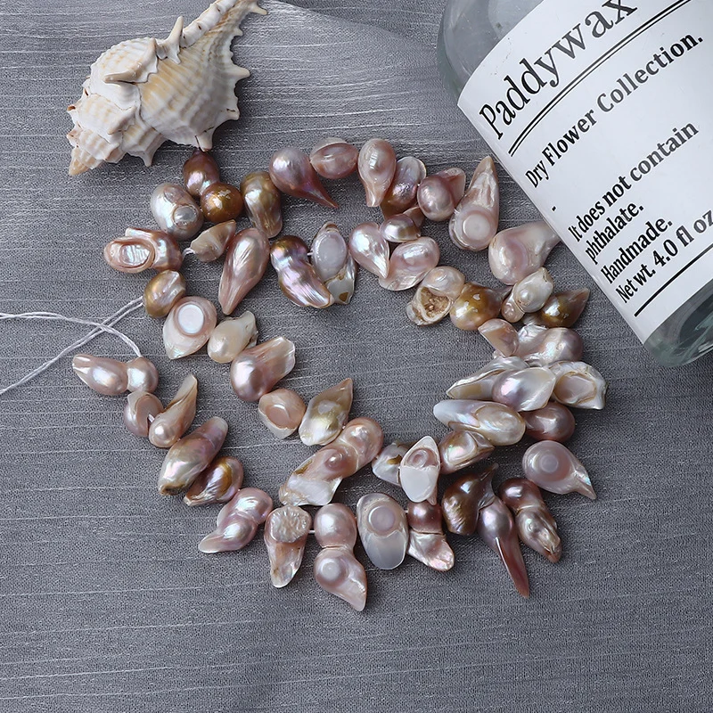 Shell-Contact Textured Organic Freshwater Baroque Pearl Strand