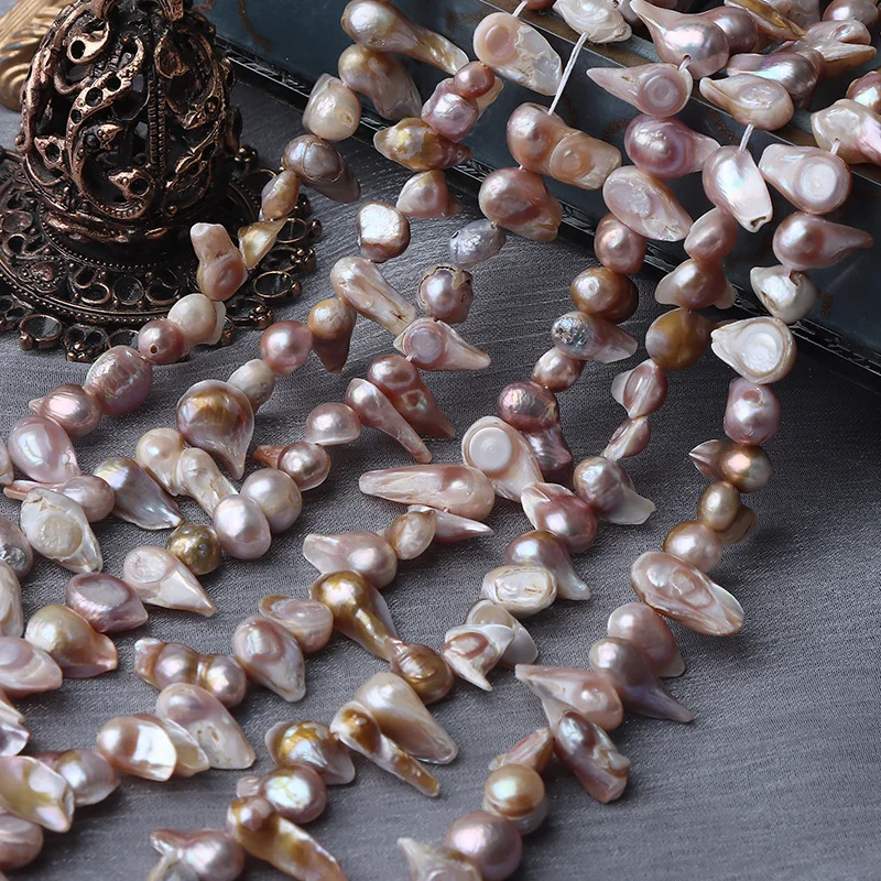 Shell-Contact Textured Organic Freshwater Baroque Pearl Strand