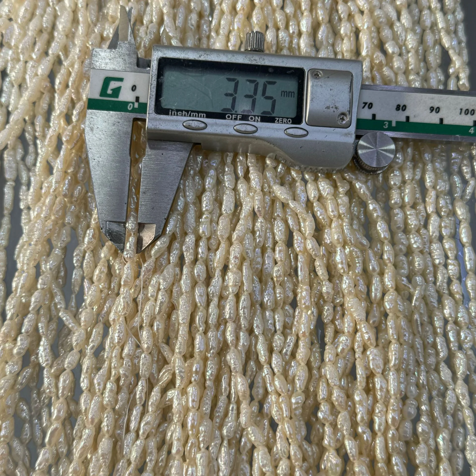 3-4 mm Wrinkled Rice-Shaped Freshwater Keshi Pearl Strand