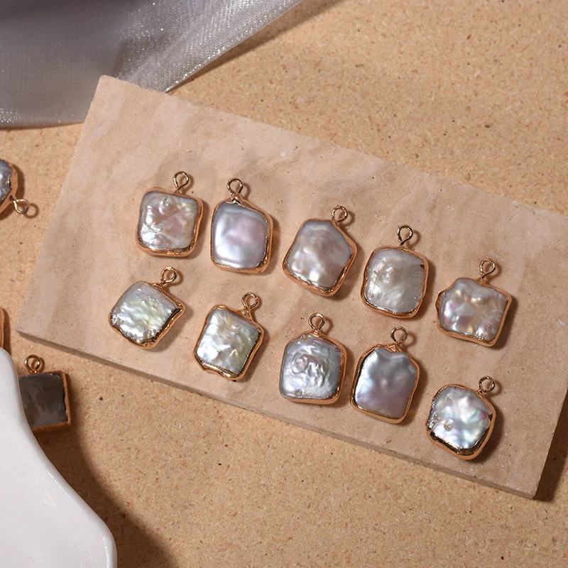 Gilded-Edge Strong-Luster Minimal-Blemish Square-Shaped Freshwater Baroque Loose Pearls