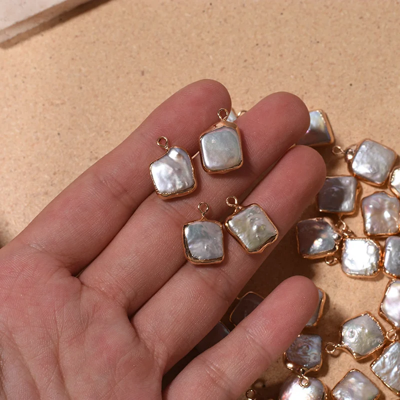 Gilded-Edge Strong-Luster Minimal-Blemish Square-Shaped Freshwater Baroque Loose Pearls