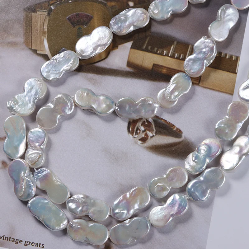 Cool-Toned Iridescent Lightly Blemished Figure-8 Freshwater Baroque Pearl Strand