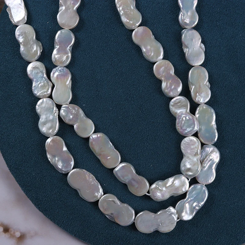 Cool-Toned Iridescent Lightly Blemished Figure-8 Freshwater Baroque Pearl Strand
