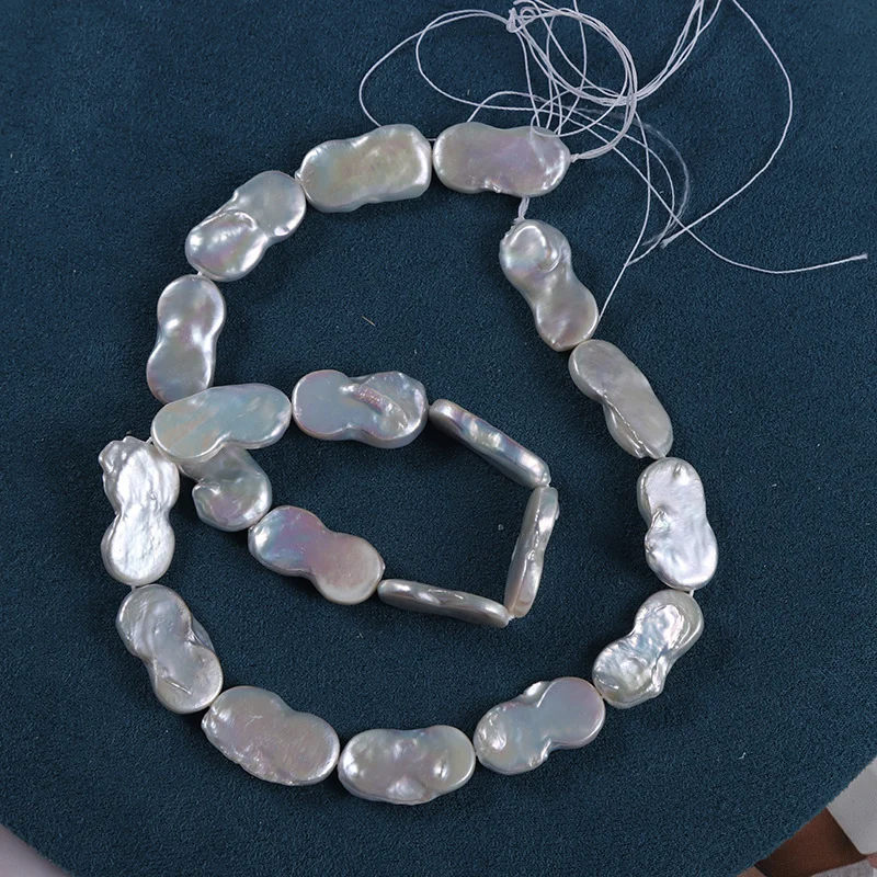 Cool-Toned Iridescent Lightly Blemished Figure-8 Freshwater Baroque Pearl Strand