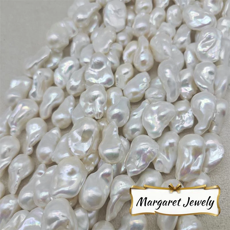 Strong-Luster Lightly Blemished Organic Freshwater Baroque Pearl Strand