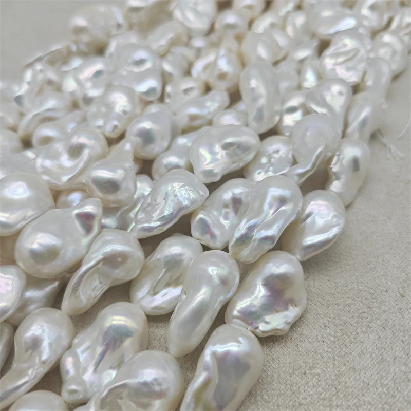 Strong-Luster Lightly Blemished Organic Freshwater Baroque Pearl Strand