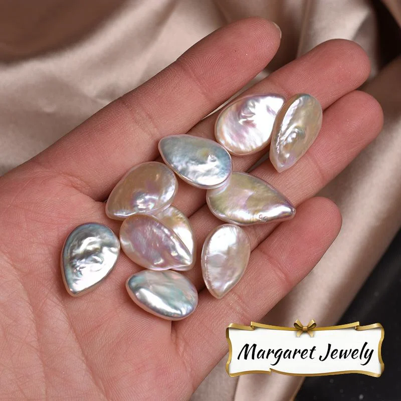 Iridescent High-Luster Drop-Shaped Freshwater Baroque Loose Pearls