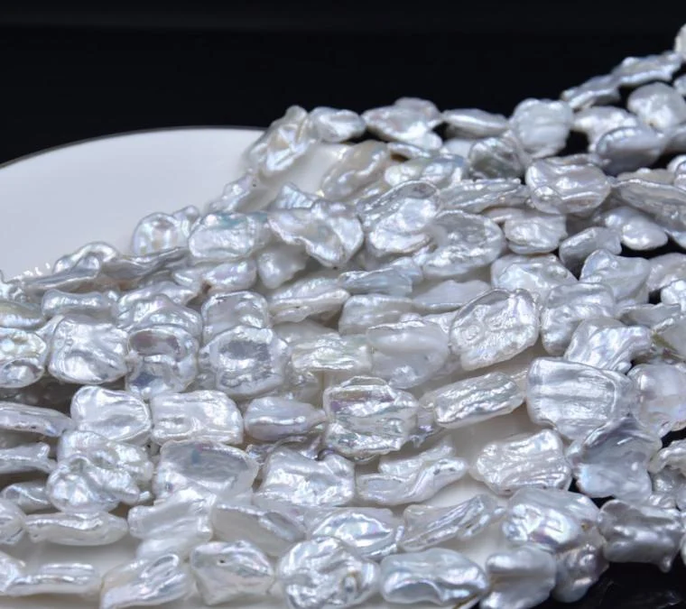 Strong-Luster Organic Freshwater Keshi Baroque Pearl Strand