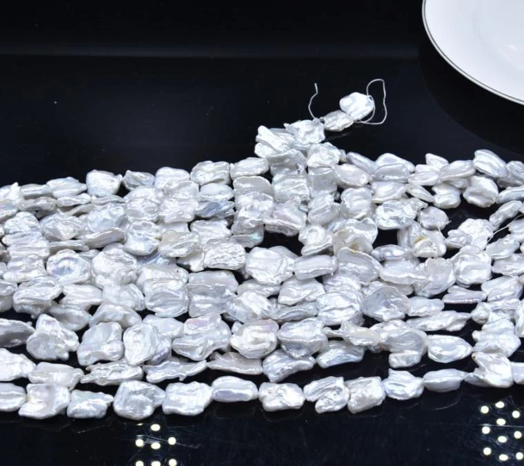 Strong-Luster Organic Freshwater Keshi Baroque Pearl Strand