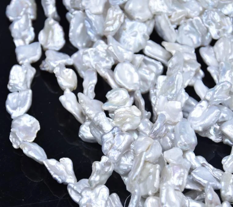 Strong-Luster Organic Freshwater Keshi Baroque Pearl Strand