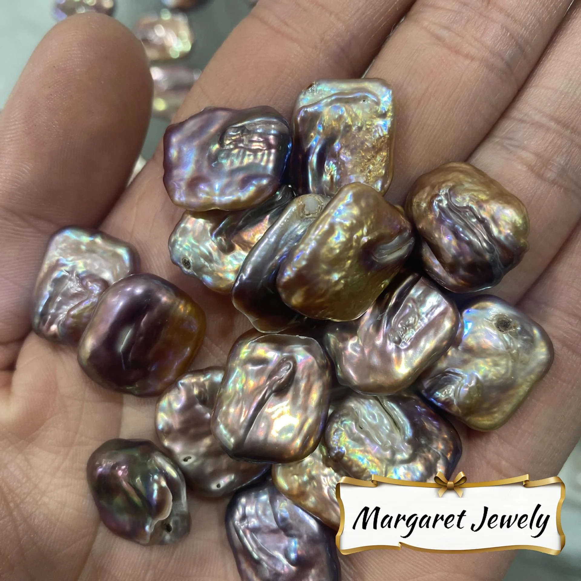 High-Luster Textured Rectangular Freshwater Baroque Loose Pearls