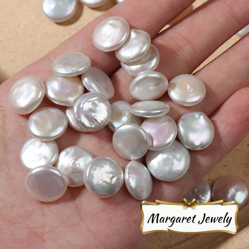 Cold White High-Luster Button-Shaped Freshwater Baroque Loose Pearls