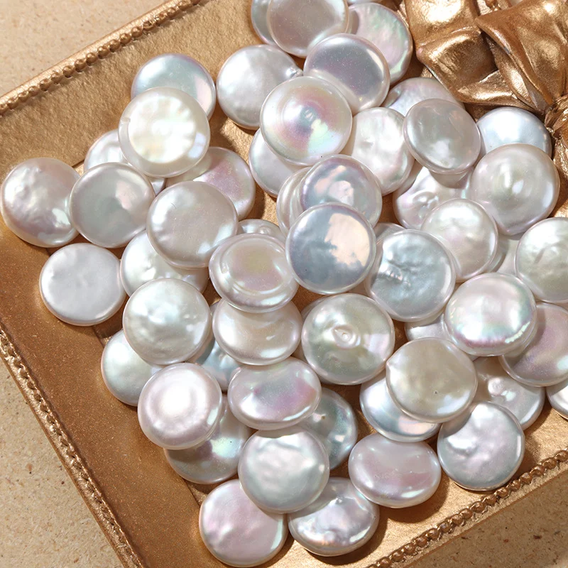 Cold White High-Luster Button-Shaped Freshwater Baroque Loose Pearls