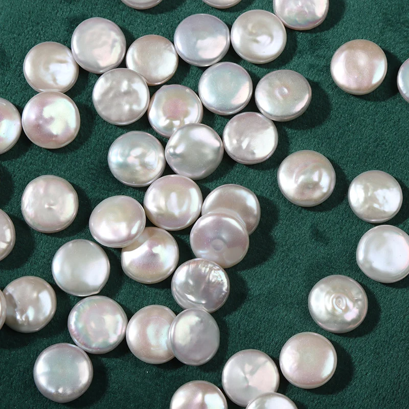 Cold White High-Luster Button-Shaped Freshwater Baroque Loose Pearls