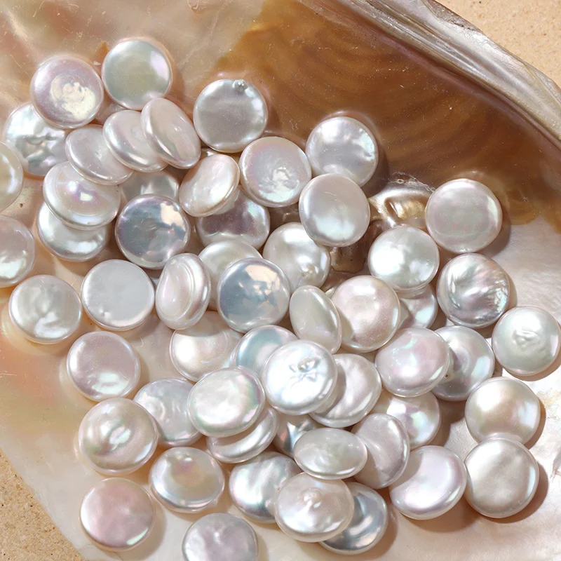 Cold White High-Luster Button-Shaped Freshwater Baroque Loose Pearls