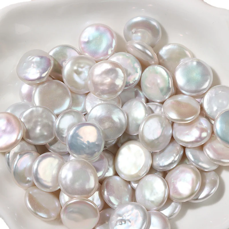 Cold White High-Luster Button-Shaped Freshwater Baroque Loose Pearls