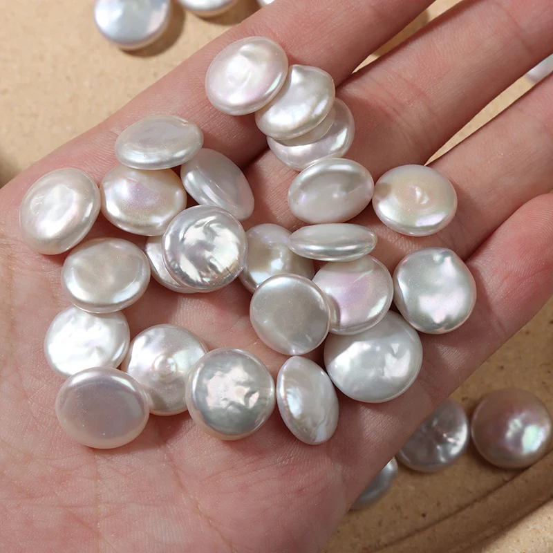 Cold White High-Luster Button-Shaped Freshwater Baroque Loose Pearls