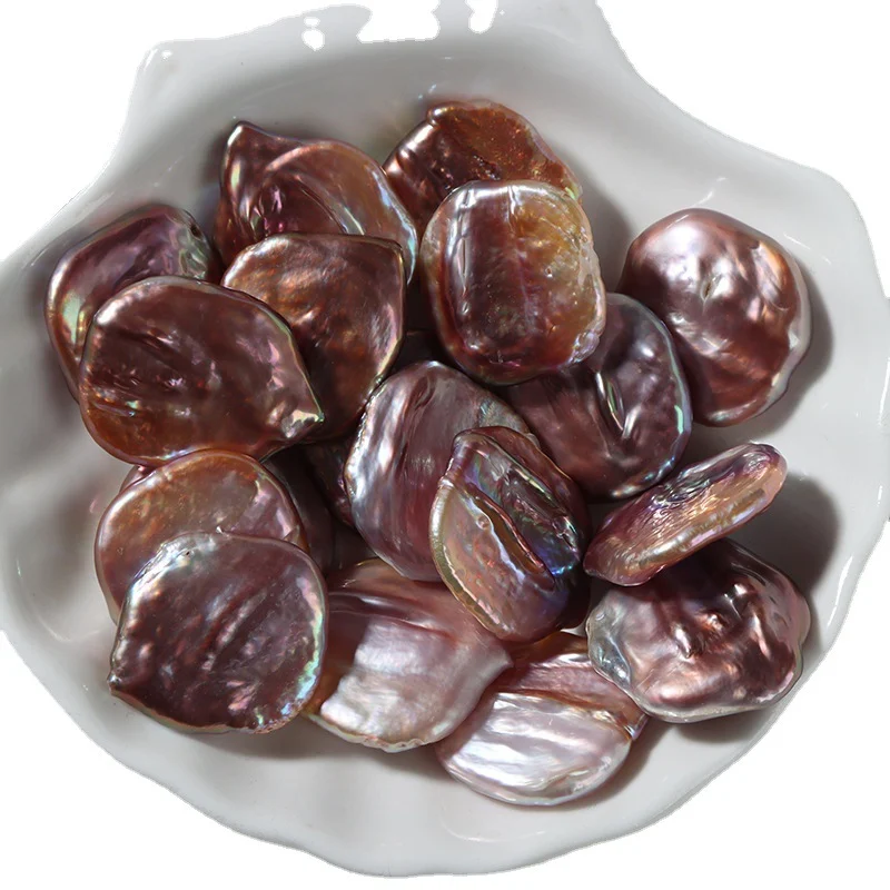 Purple High-Luster Lightly Blemished Button-Shaped Freshwater Baroque Loose Pearls