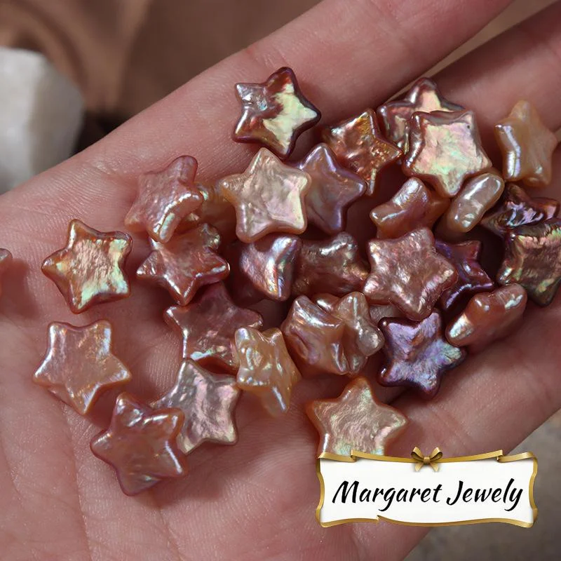 Iridescent Strong-Luster Textured Star-Shaped Freshwater Baroque Loose Pearls