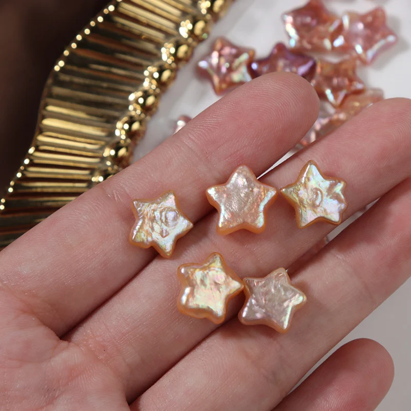 Iridescent Strong-Luster Textured Star-Shaped Freshwater Baroque Loose Pearls