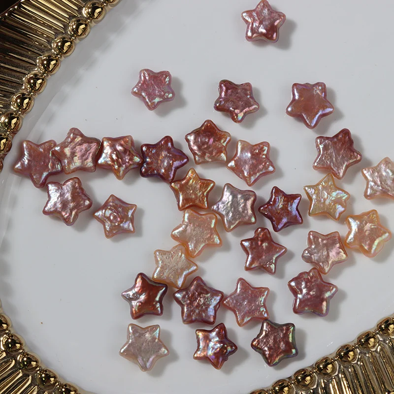 Iridescent Strong-Luster Textured Star-Shaped Freshwater Baroque Loose Pearls