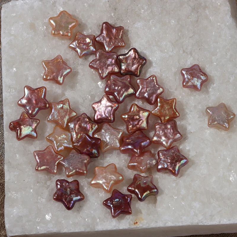Iridescent Strong-Luster Textured Star-Shaped Freshwater Baroque Loose Pearls