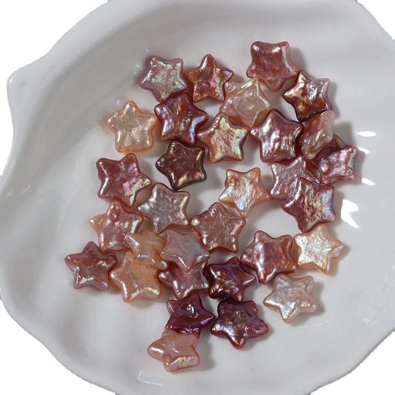Iridescent Strong-Luster Textured Star-Shaped Freshwater Baroque Loose Pearls