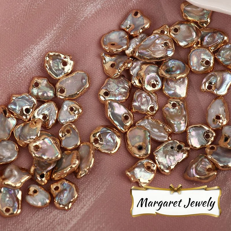 Gilded-Edge Strong-Luster Organic Freshwater Baroque Loose Pearls