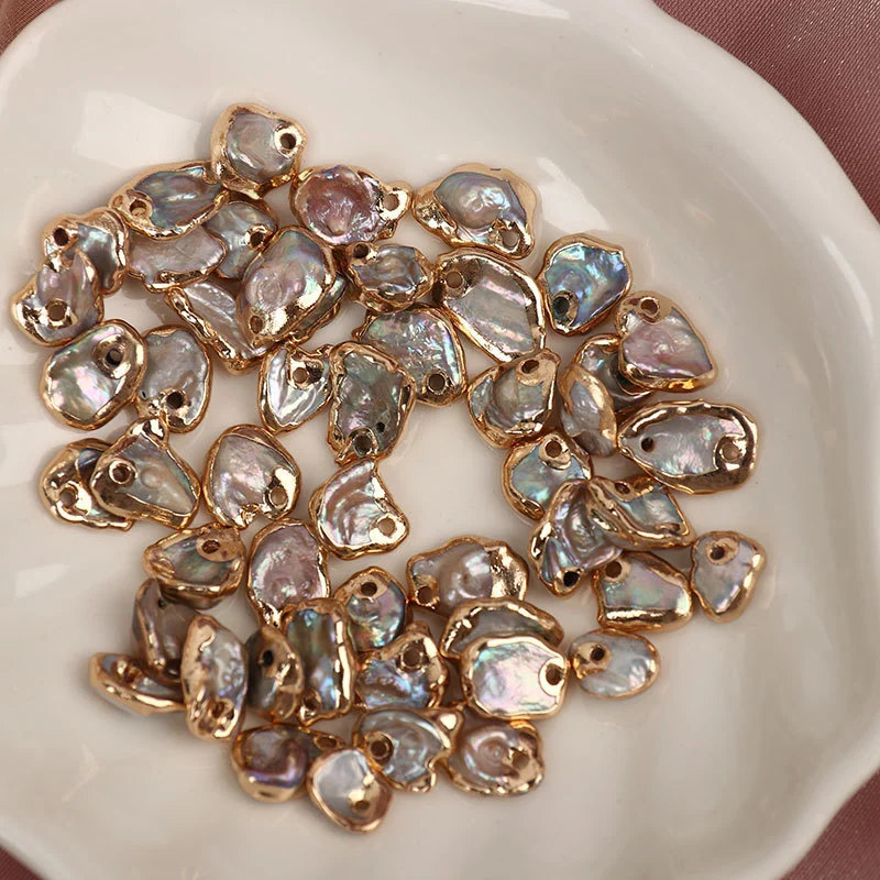 Gilded-Edge Strong-Luster Organic Freshwater Baroque Loose Pearls