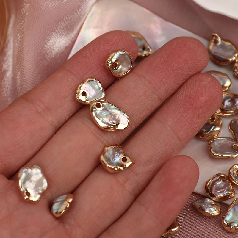 Gilded-Edge Strong-Luster Organic Freshwater Baroque Loose Pearls