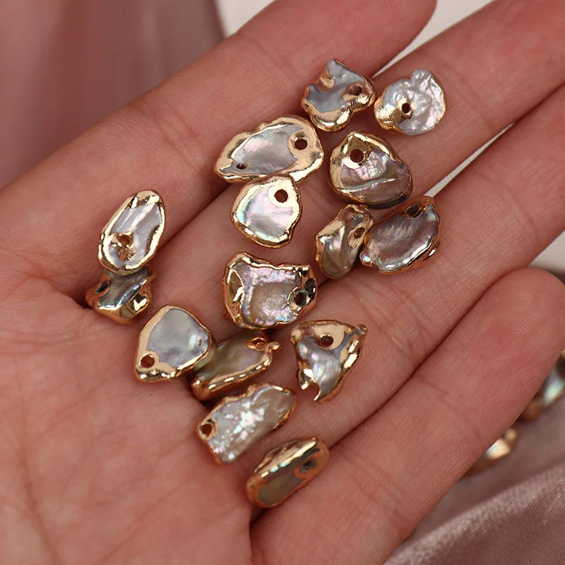 Gilded-Edge Strong-Luster Organic Freshwater Baroque Loose Pearls