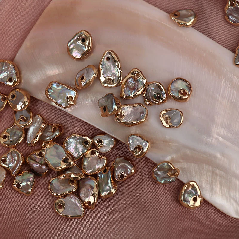 Gilded-Edge Strong-Luster Organic Freshwater Baroque Loose Pearls