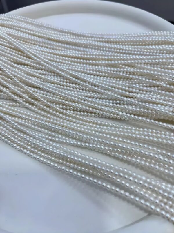 Freshwater pearl strands showing the strong luster