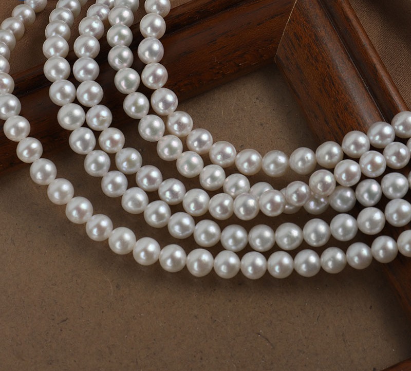 close-up of round, near-round, and baroque freshwater pearls
