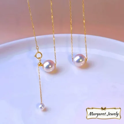 Round Akoya Single-Pearl Sliding Pendant Choker, 18K Gold