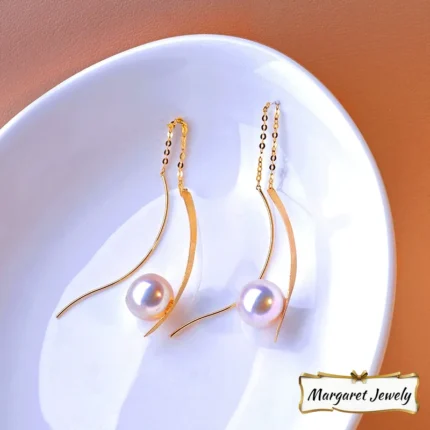 Akoya Pearl Drop Earrings in 18K Yellow Gold